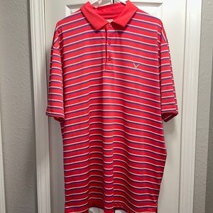 Callaway golf polo 👕 Pink with blue and white strips XL